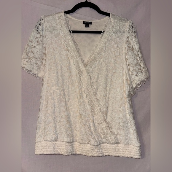 Torrid Ivory Lace Wrap Blouse - Picture 1 of 13